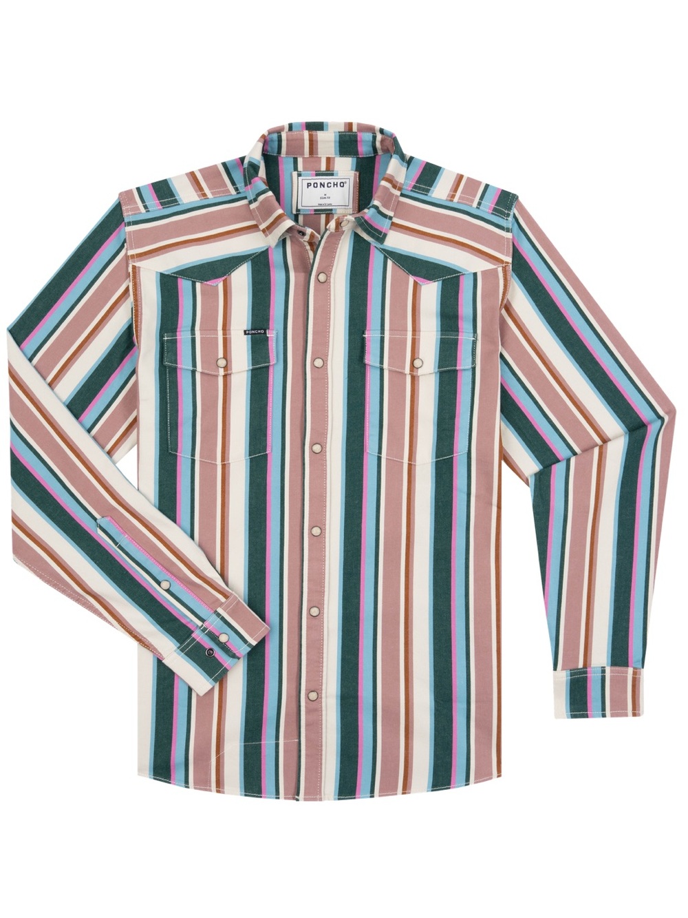 Men's Poncho Outdoors The Frontman Multicolor Striped Button-Down Shirt